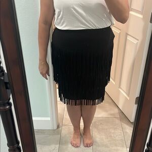 Elegant Black Fringe Skirt